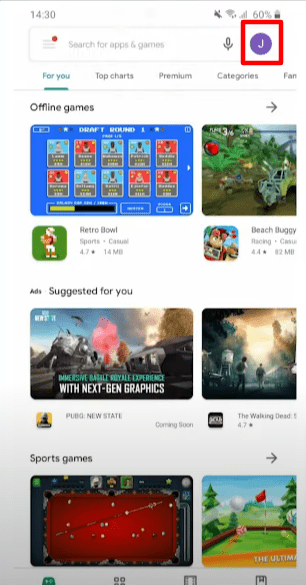 Tap on your google play account