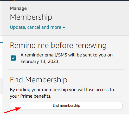 End Prime Membership