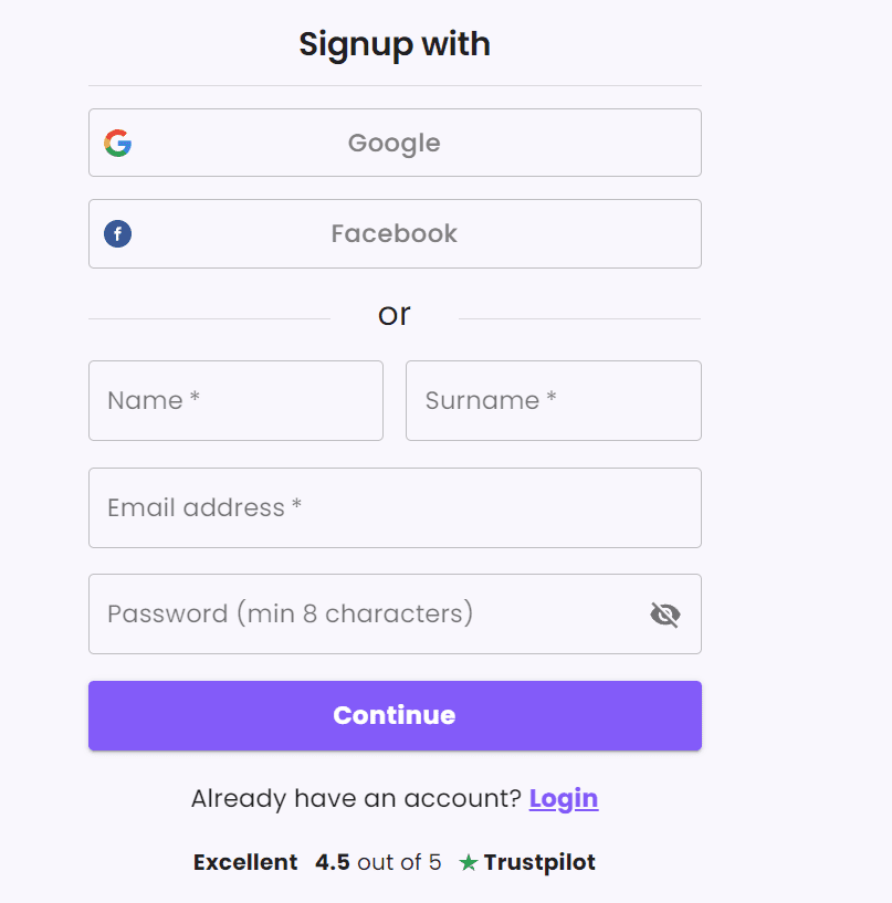 Signup with google