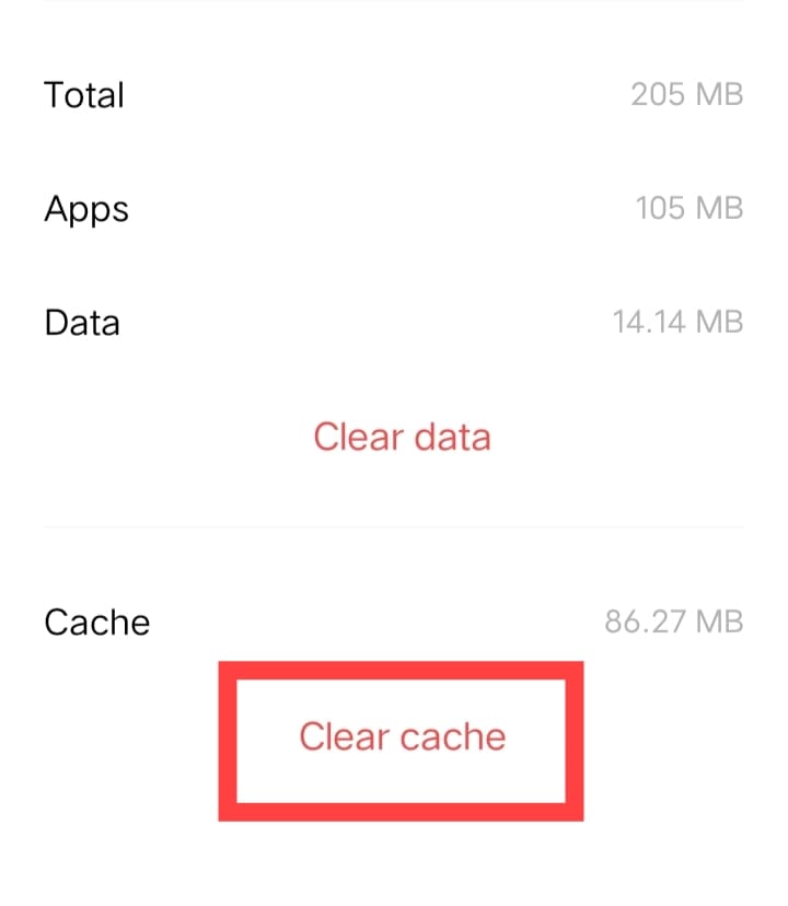 tap on clear cache.