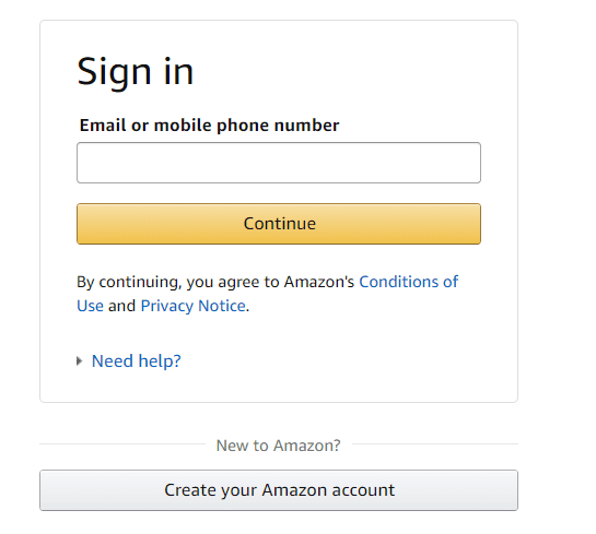 Amazon Prime login information. 