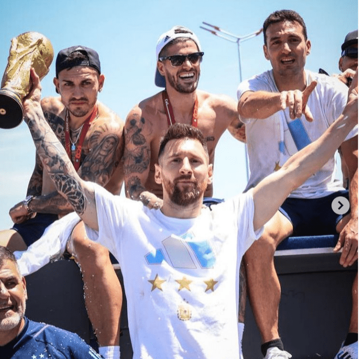 Celebrating the World Cup win in Argentina