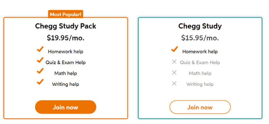 Chegg Pricing Plan