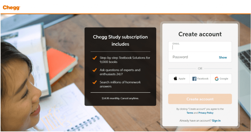 Sign up for a Chegg Free Trial