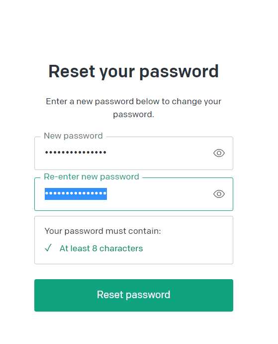 further create a new password. 