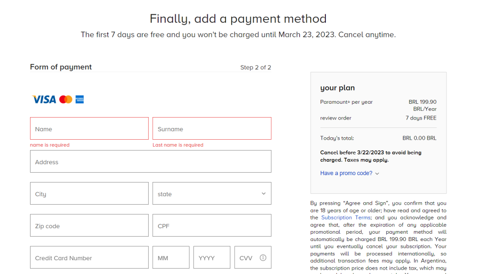 payment process of  Paramount