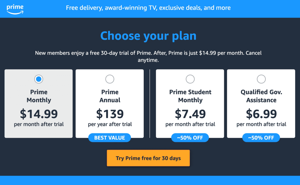 select a subscription plan. 