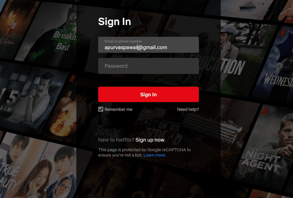 Sign into your Netflix account.